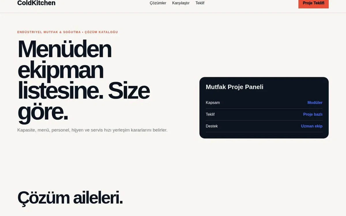 Endüstriyel Mutfak web sitesi koleksiyonu