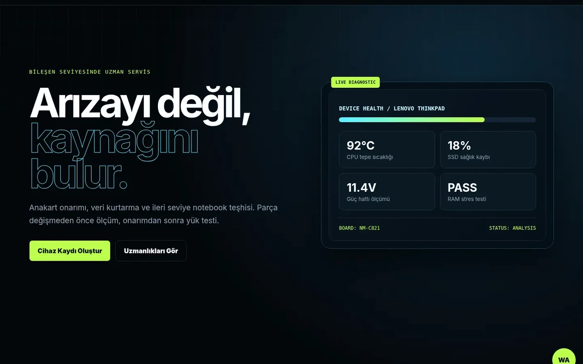 İstanbul Bilgisayar Servisi web sitesi tasarımı
