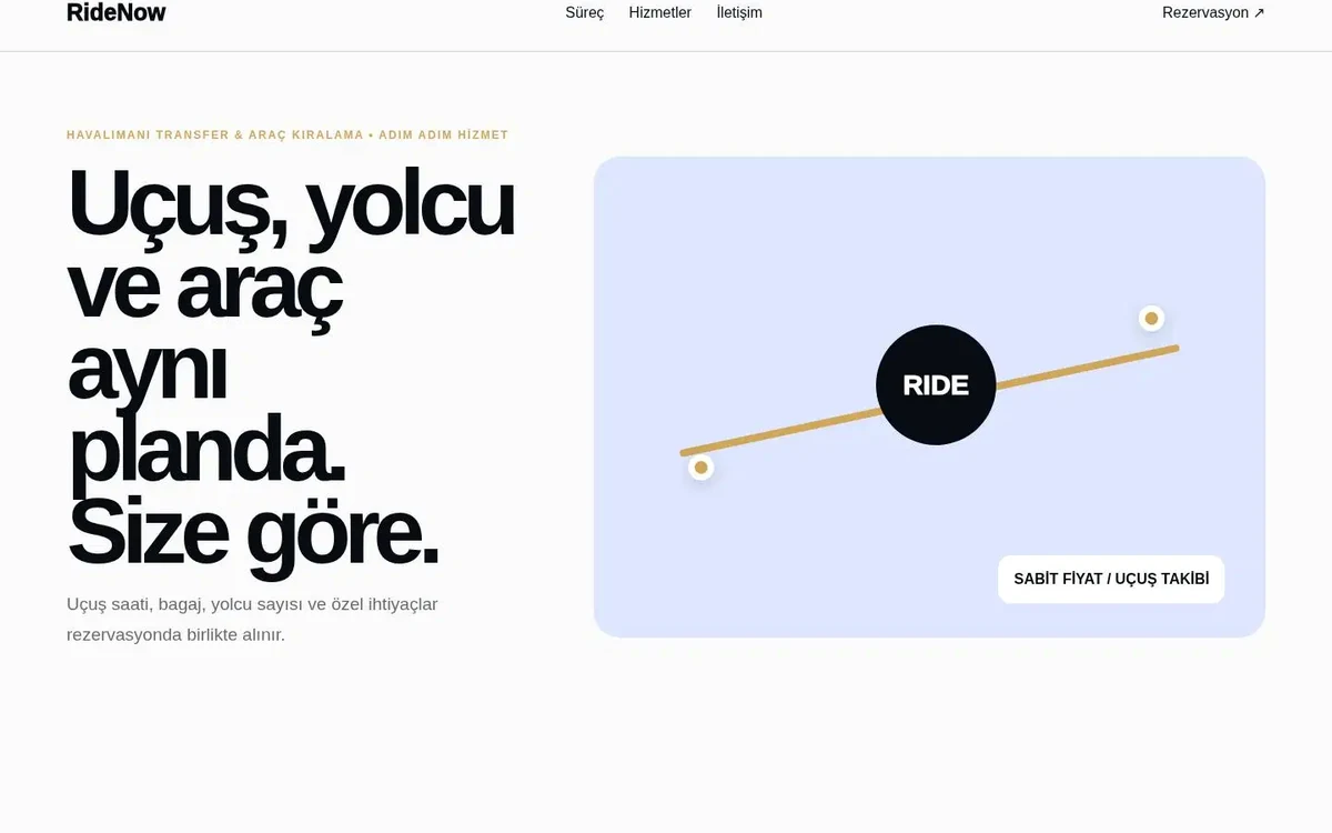 Transfer & Araç Kiralama web sitesi koleksiyonu