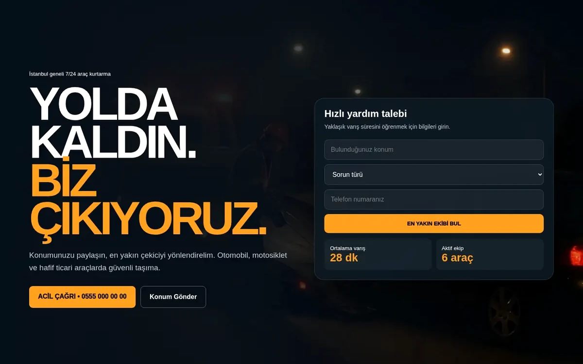 Yol Yardım web sitesi koleksiyonu