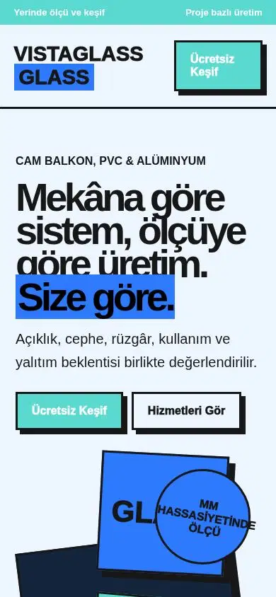 VistaGlass mobil görünümü
