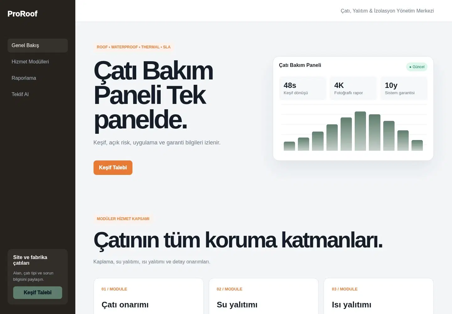 ProRoof YB-CAT-005 web sitesi modeli