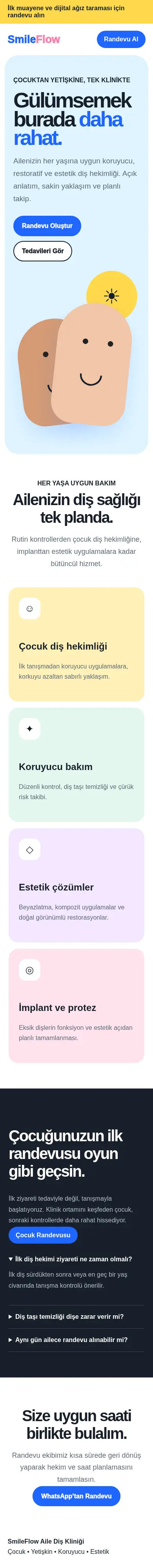 SmileFlow mobil görünümü