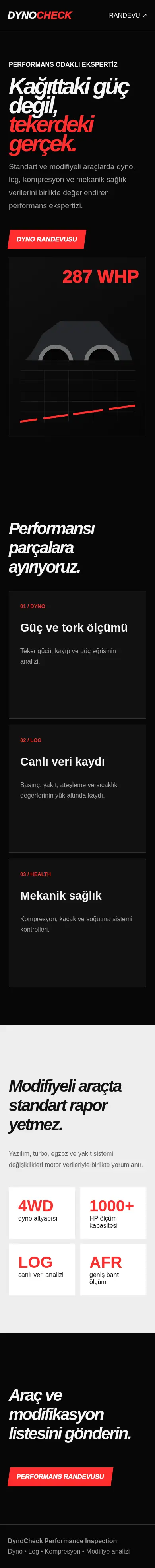DynoCheck mobil görünümü