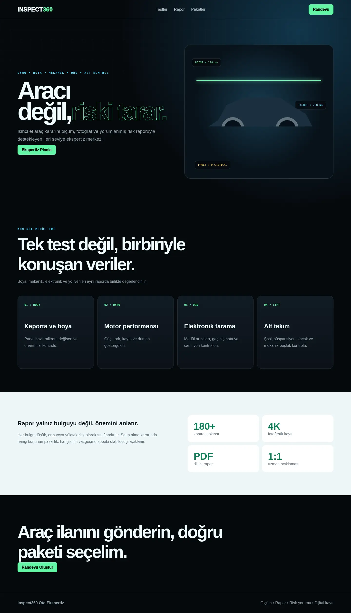 Inspect360 YB-EXP-001 web sitesi modeli