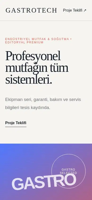 GastroTech mobil görünümü