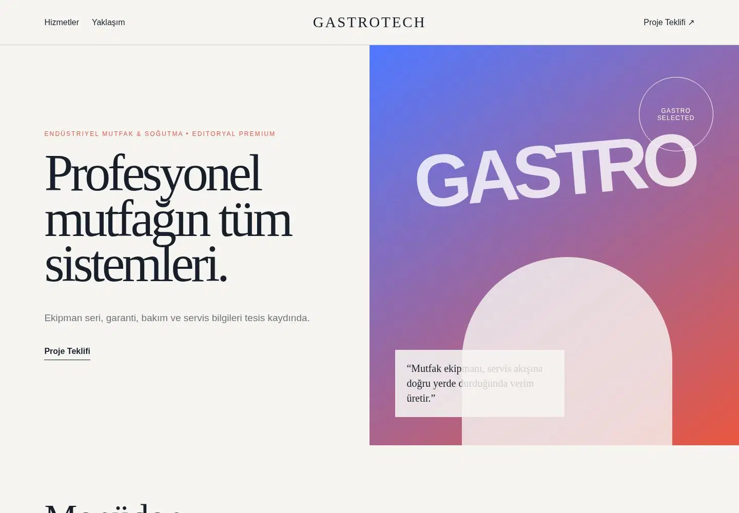 GastroTech YB-EMU-002 web sitesi modeli