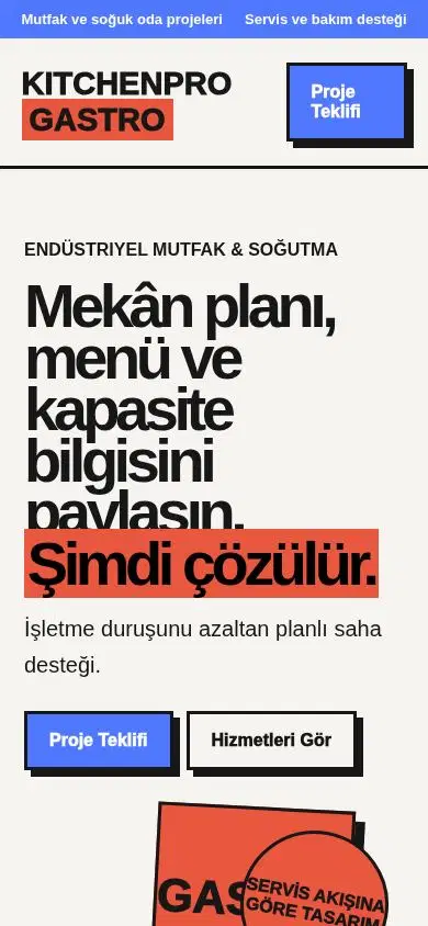 KitchenPro mobil görünümü