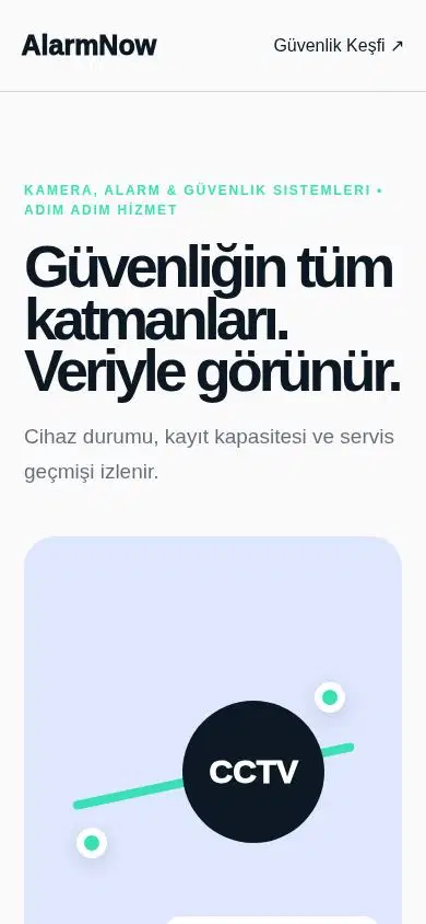 AlarmNow mobil görünümü