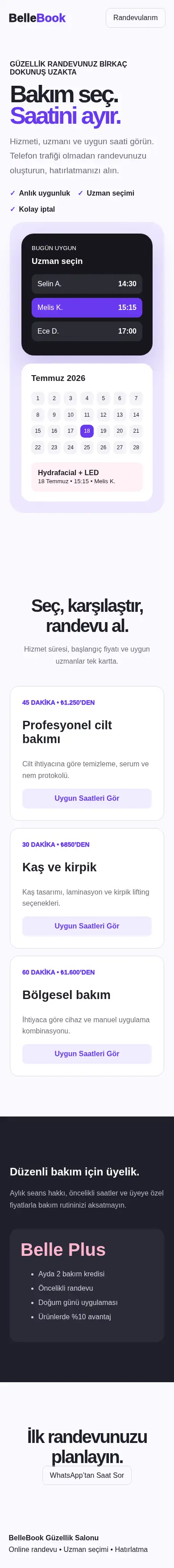 BelleBook mobil görünümü