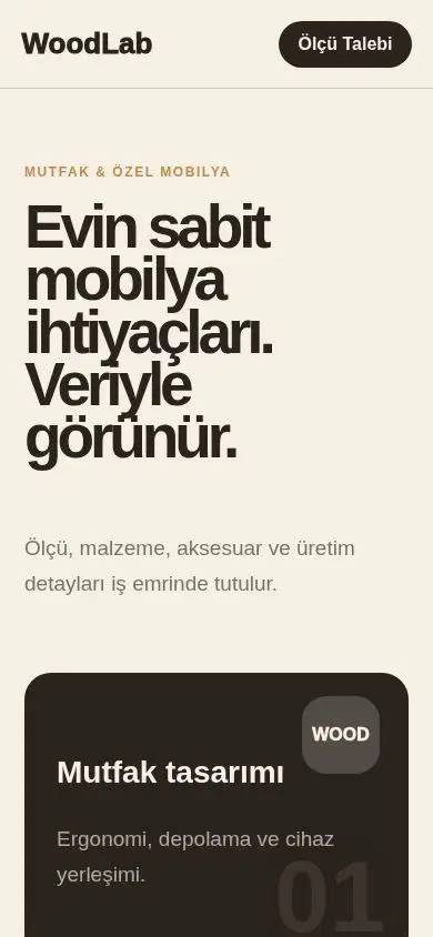 WoodLab mobil görünümü