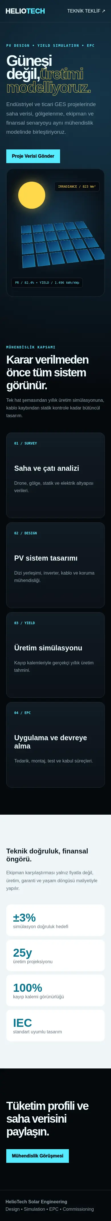 HelioTech mobil görünümü