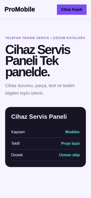 ProMobile mobil görünümü