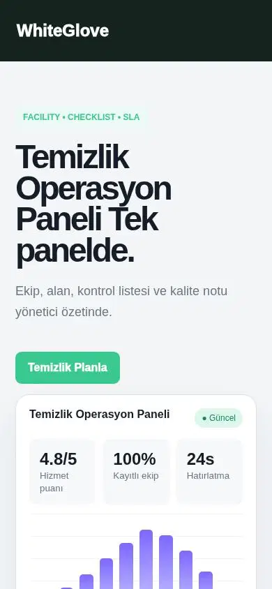 WhiteGlove mobil görünümü
