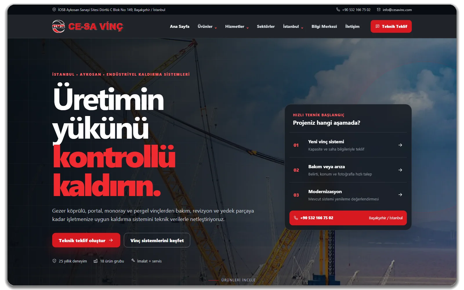 Cesa Vinç web sitesi vitrin görünümü
