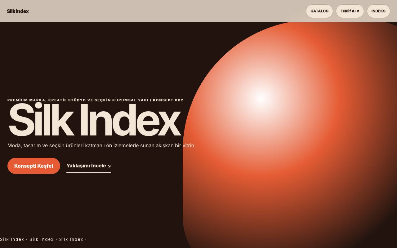 Silk Index tam site tasarım görünümü