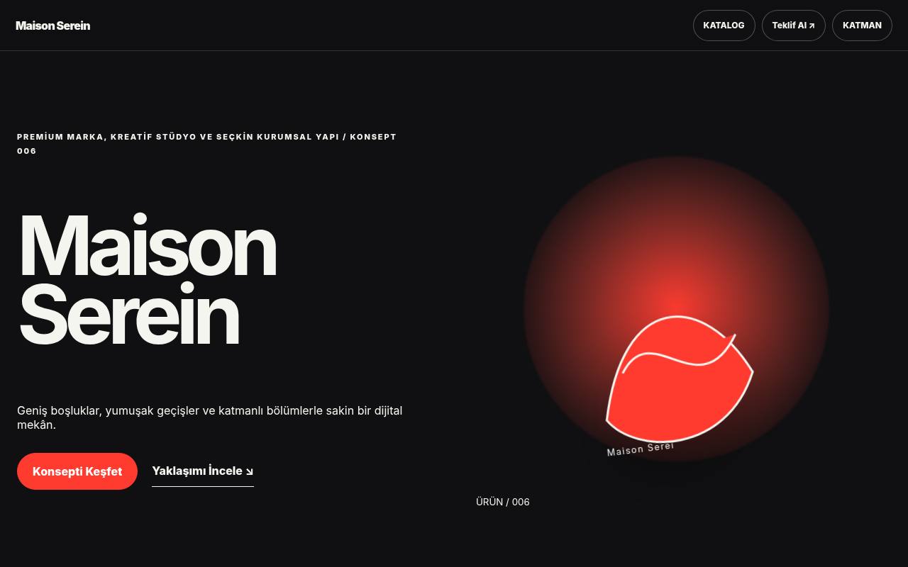 Maison Serein tam site tasarım görünümü