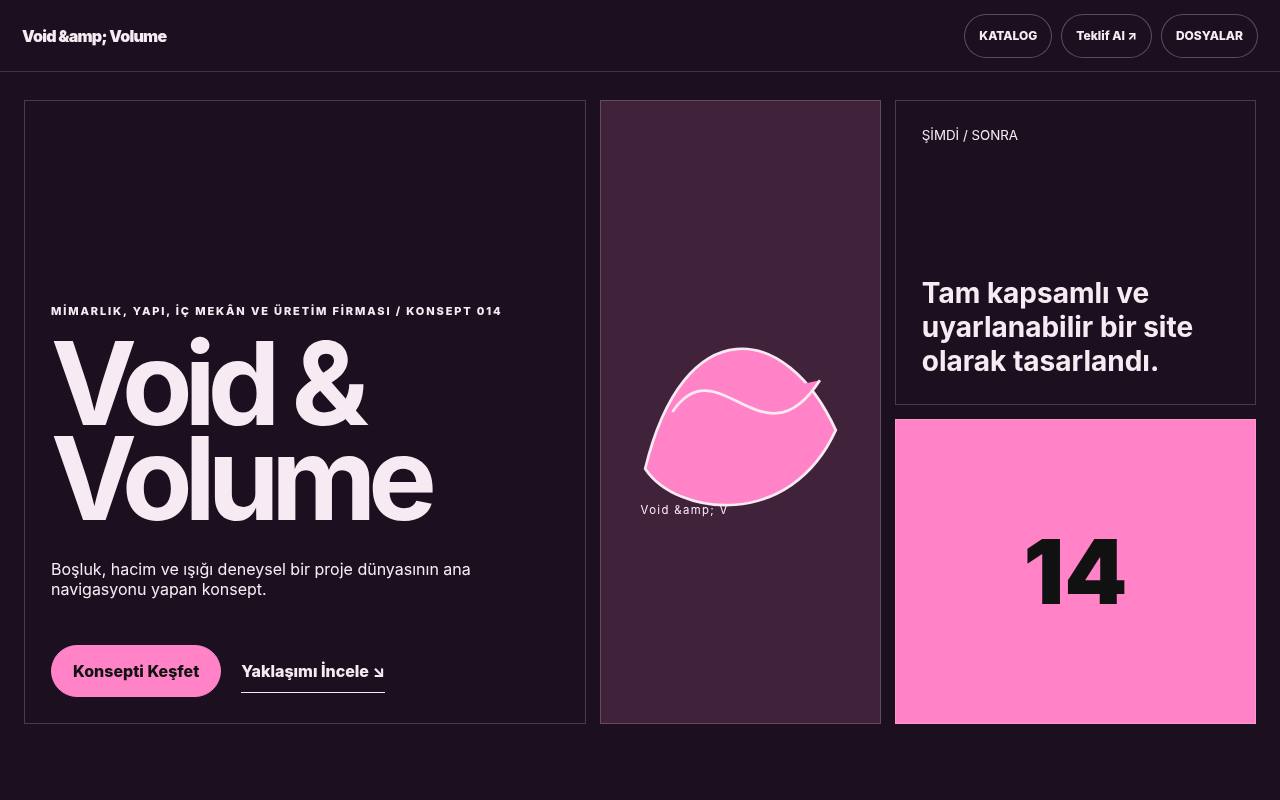 Void & Volume YB-TAS-014 web sitesi modeli
