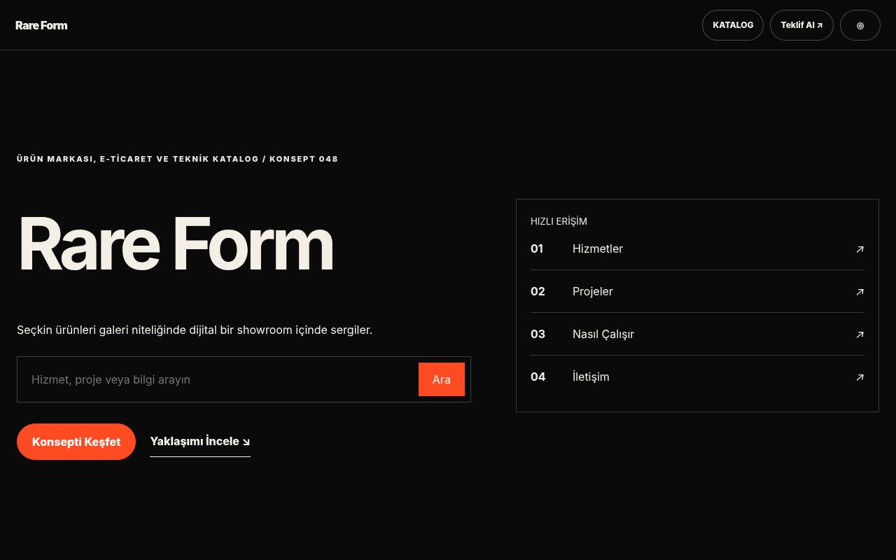 Rare Form YB-TAS-048 web sitesi modeli