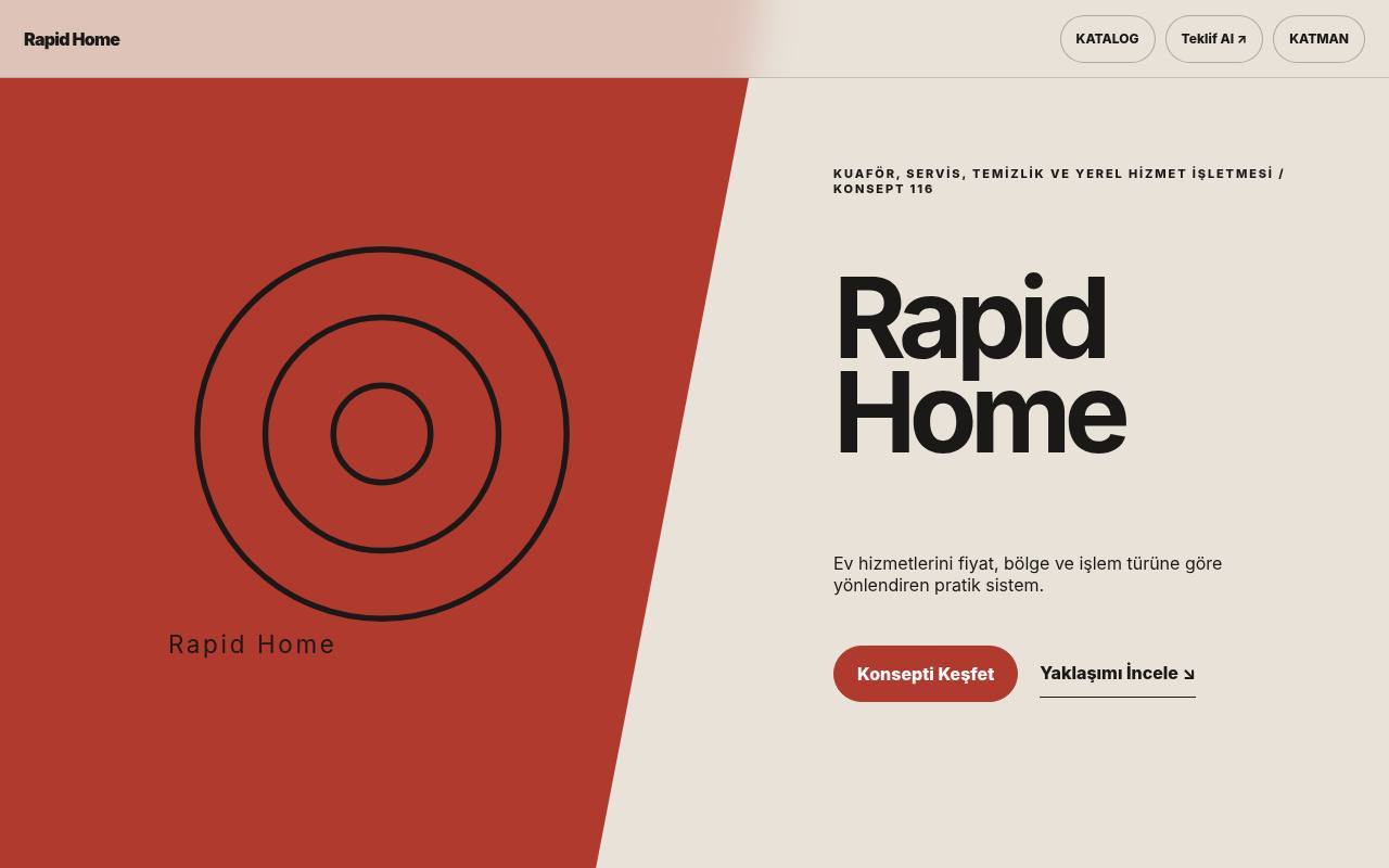 Rapid Home YB-TAS-116 web sitesi modeli